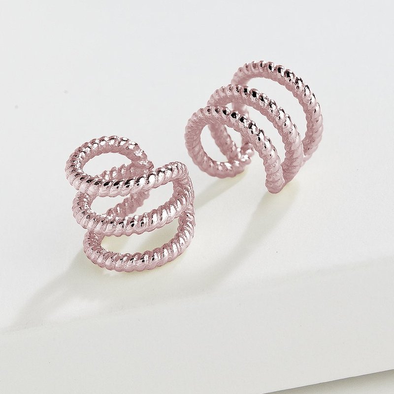 Sterling Forever Sterling Silver Braided Triple Row Ear Cuff Set Of 2 In Pink