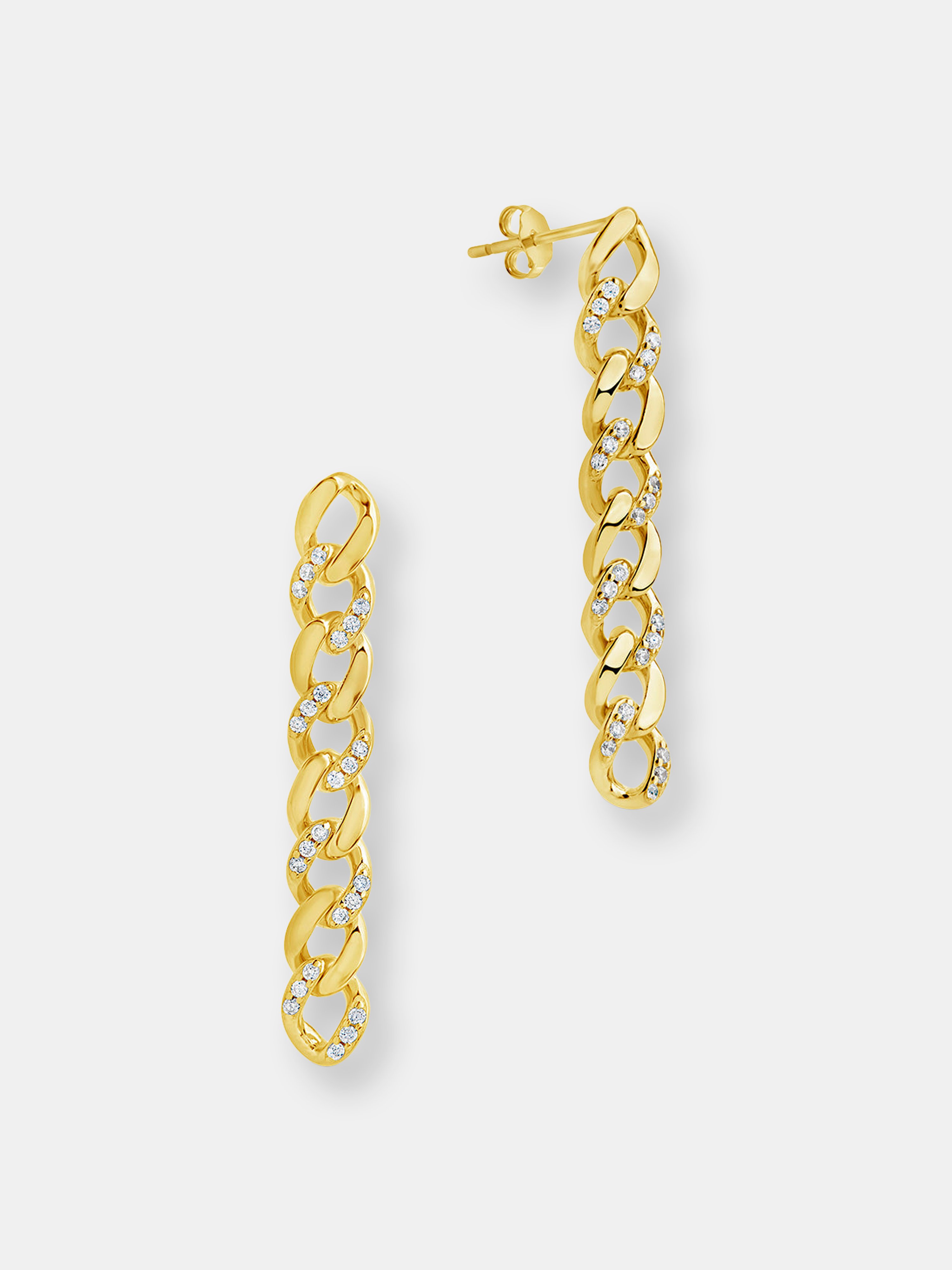Sterling Forever Sterling Silver Cz Chain Link Drop Earrings In Gold