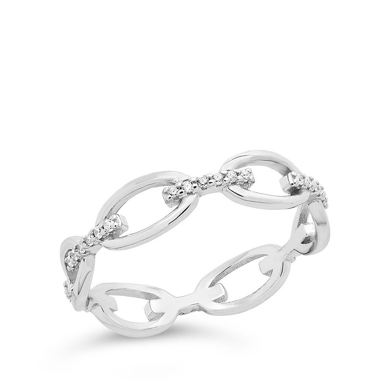 Shop Sterling Forever Sterling Silver Cz Open Chain Link Ring In Grey