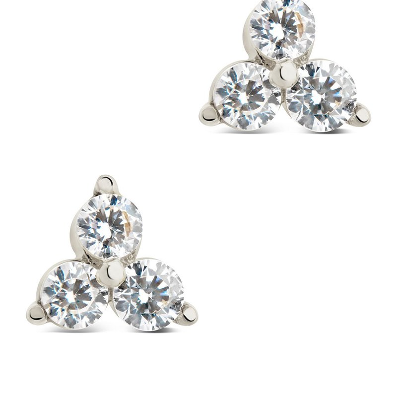 Shop Sterling Forever Sterling Silver Cz Pyramid Studs In Grey