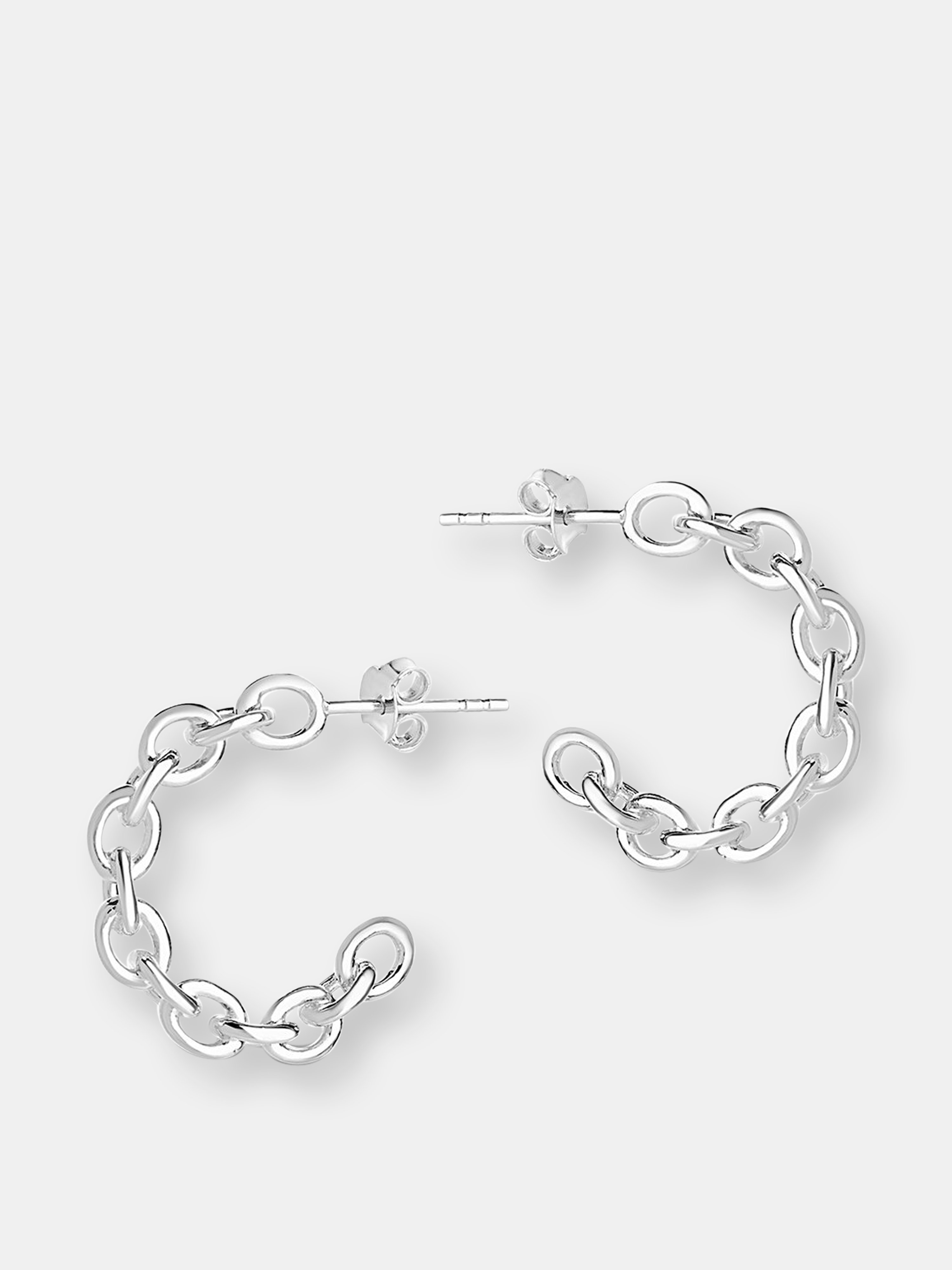 Sterling Forever Sterling Silver Delicate Chain Hoop Earrings In Grey