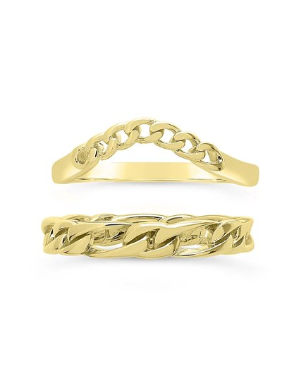 Sterling Forever Sterling Silver Figaro & Curb Chain Link Ring Set product