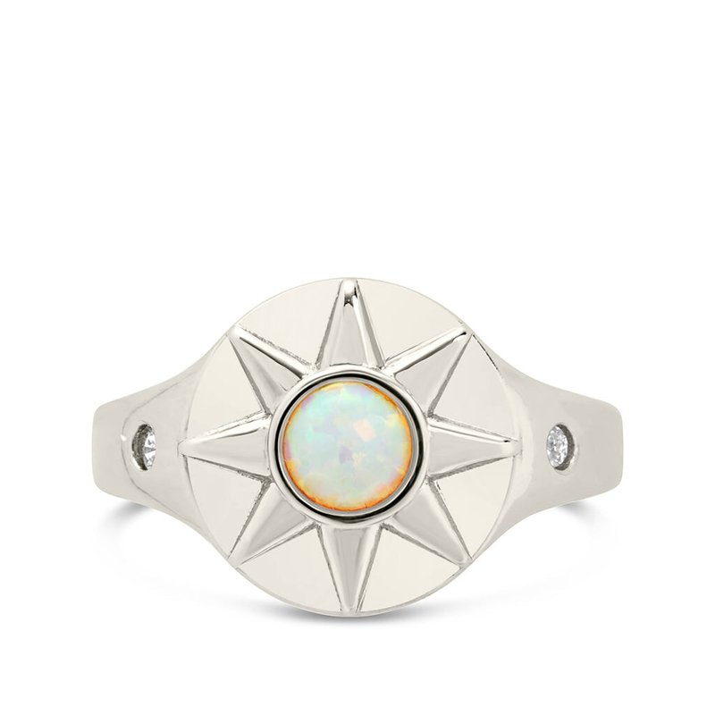 Shop Sterling Forever Sunni Opal & Cz Signet Ring In Grey