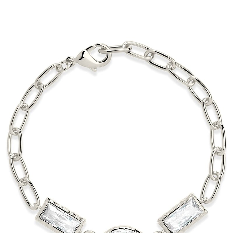 Sterling Forever Tate Cz Chain Bracelet In Grey