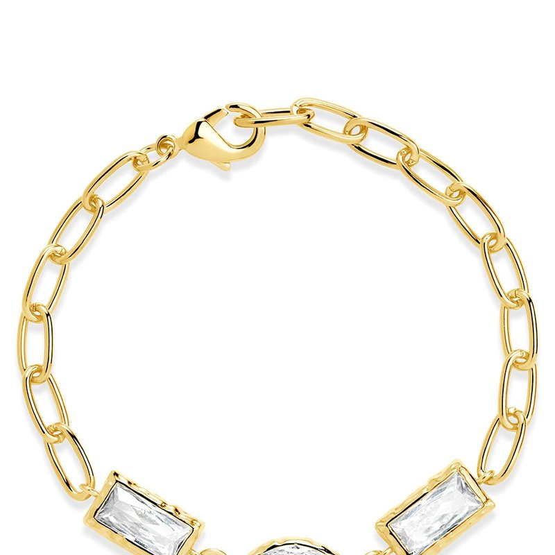 Sterling Forever Tate Cz Chain Bracelet In Gold