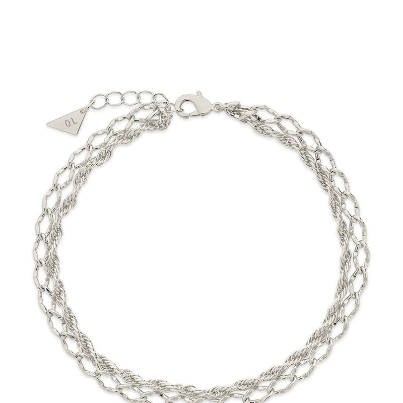 Sterling Forever Tessa Layered Chain Anklet In Grey