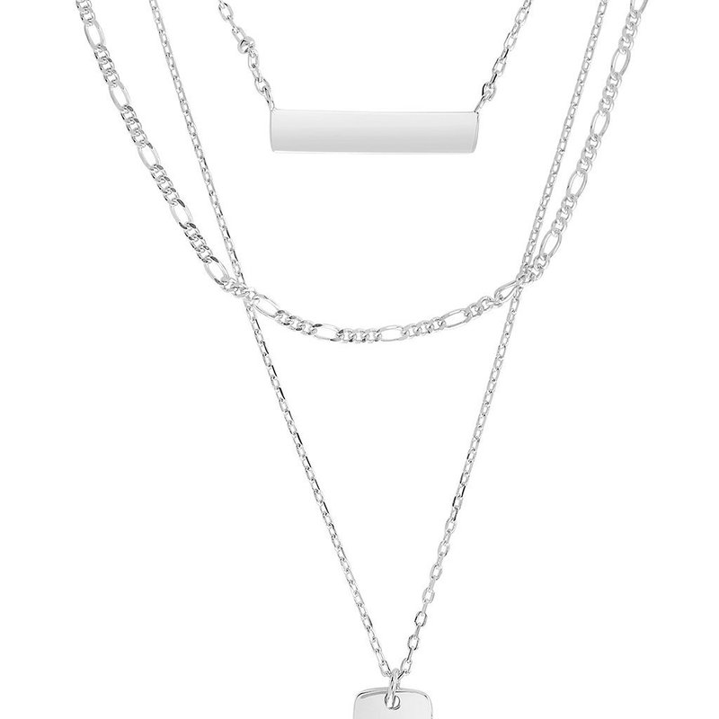 Sterling Forever Triple Layered Bar Necklace In Grey