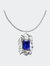 Edith Crystal Pendant Necklace - Silver/Blue