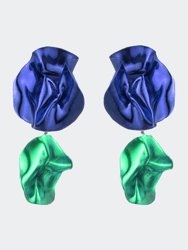 Flashback Fold Earrings - Cobalt And Green - Cobalt/Green