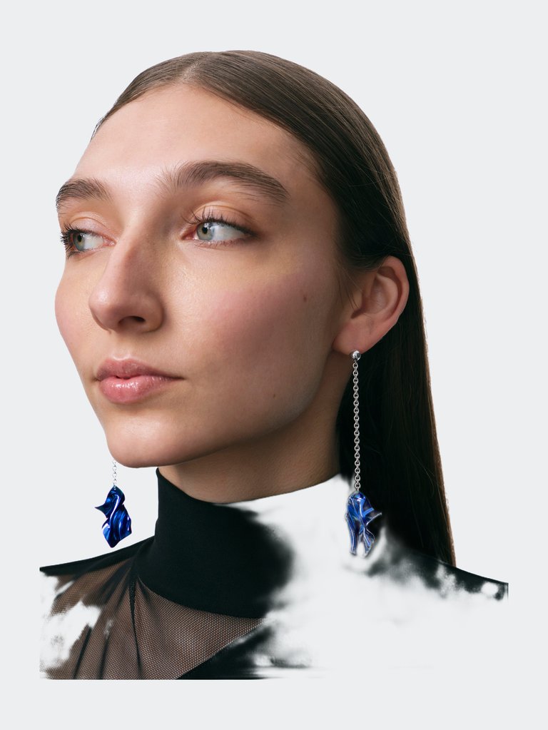 Gelsey Fold Drop Earrings - Cobalt Blue
