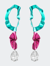 Inside Out Crystal Drop Earrings - Aqua & Fuchsia