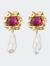 Lola Crystal Baroque Pearl Drop Earrings - Gold/Ruby - Gold/Ruby