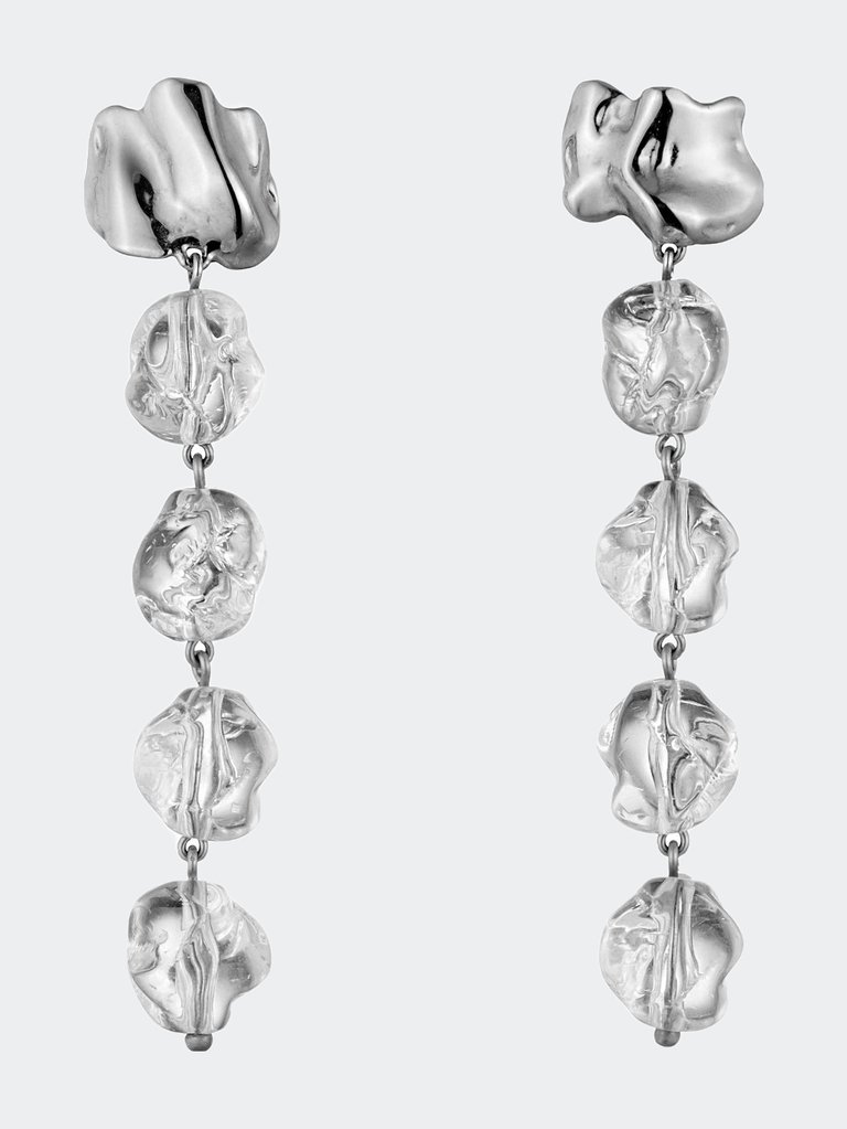 Lucite Drip Mini Earrings - Silver - Silver