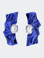 Pleat Crystal Earrings - Blue - Blue