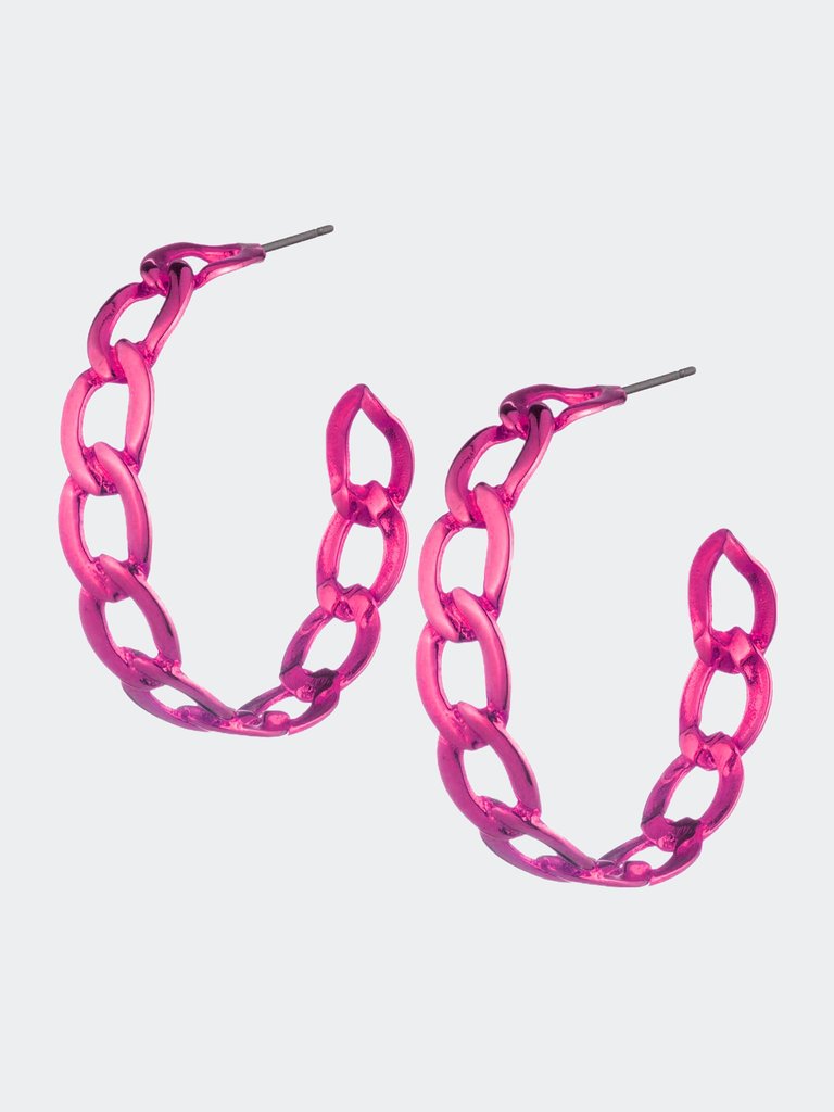 Rosha Chain Hoops - Fuchsia Pink - Fuchsia Pink