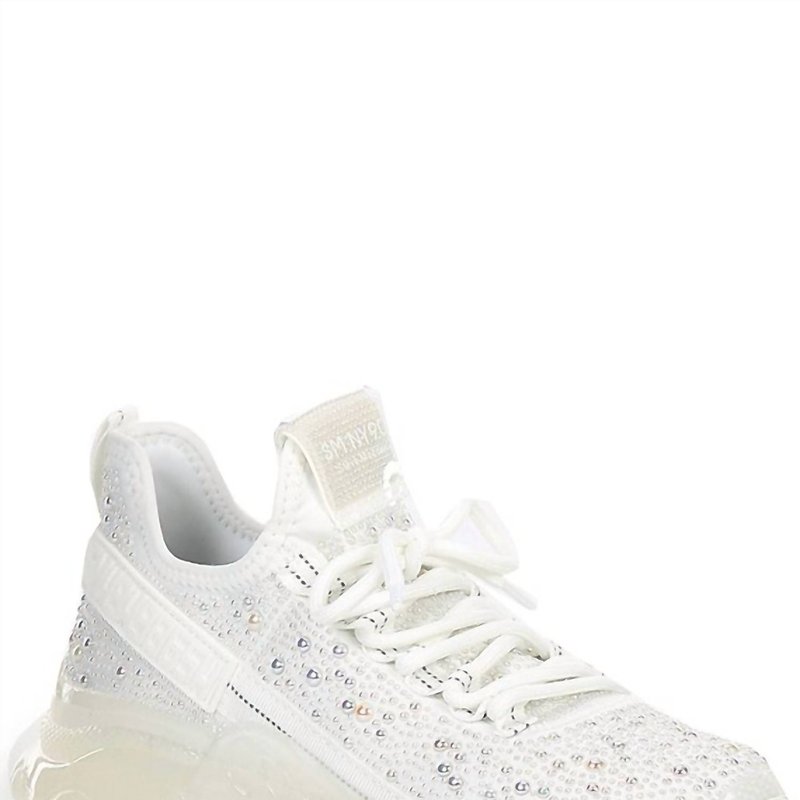 Shop Steve Madden Maxima-p Pearl Embellished Chunky Platform Retro Sneakers In White