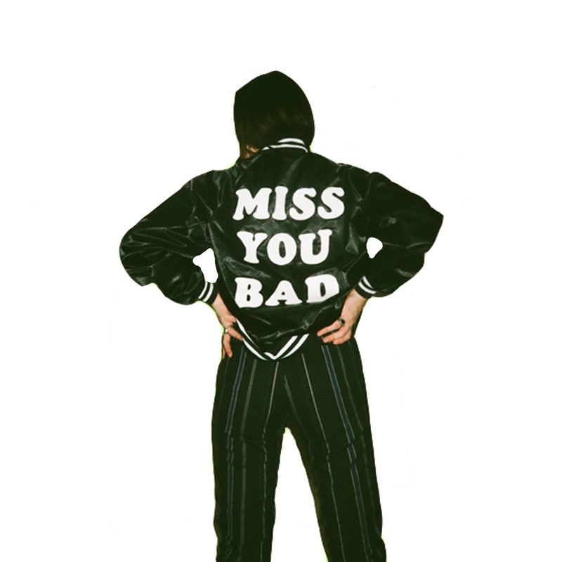 Stickybaby Miss You Bad Stadium Bomber In Black