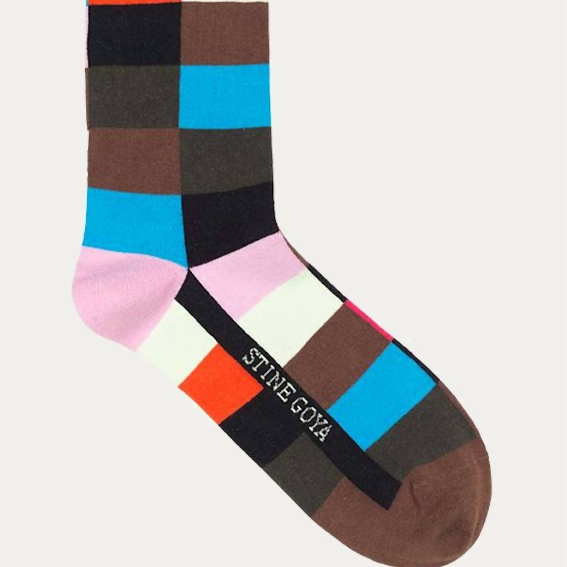 Shop Stine Goya Iggy Checks Socks In Brown