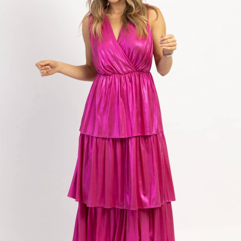 Shop Strut & Bolt Shimmer Tiered Maxi Dress In Pink