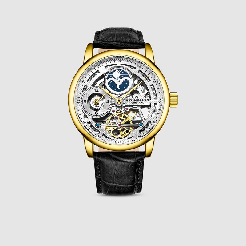 Stuhrling Original 3917 Automatic 43mm Skeleton Watch In Gold