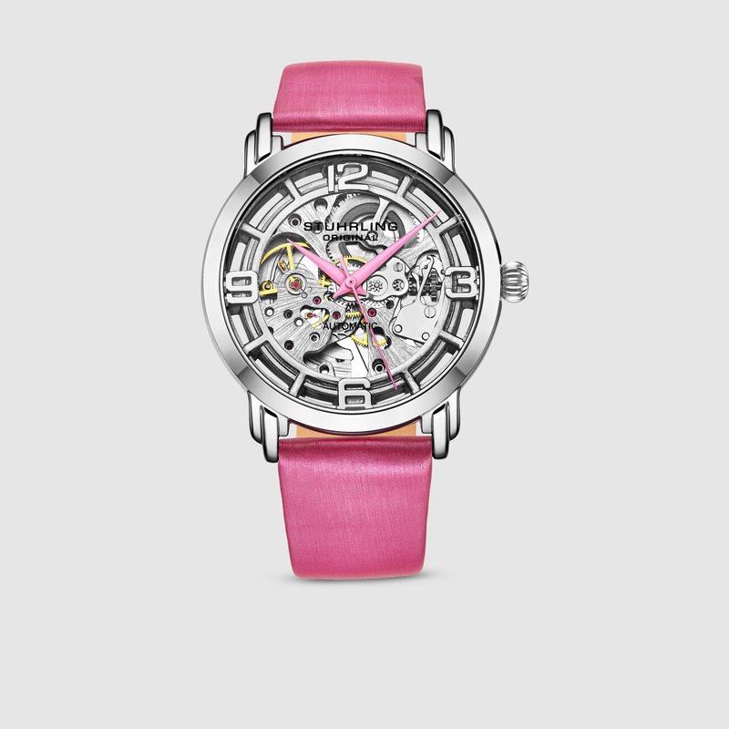 Stuhrling Original Winchester Automatic 40mm Skeleton In Pink