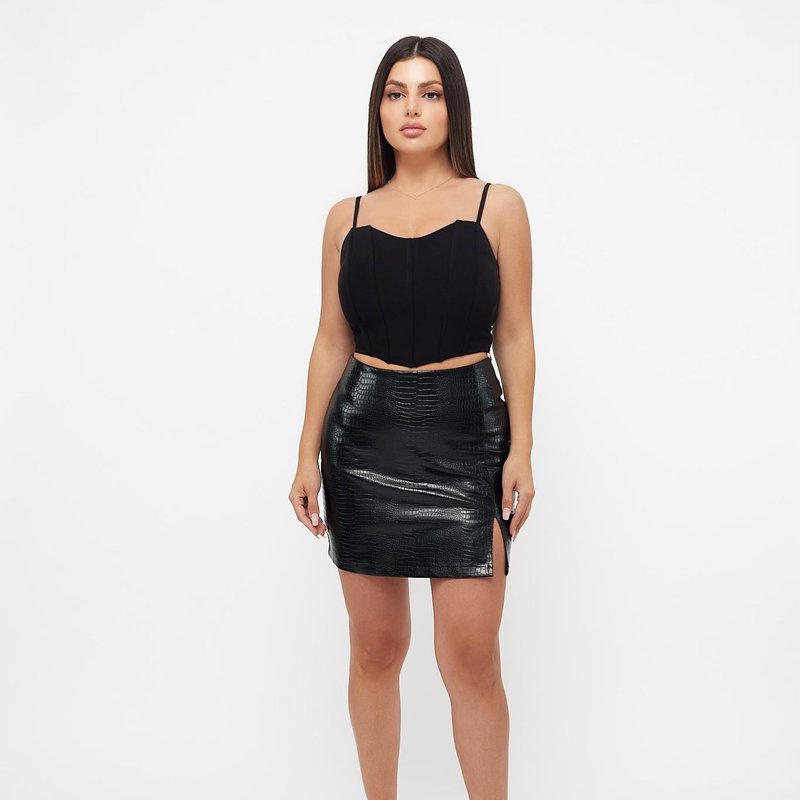 Summer Wren Black Faux Leather Mini Skirt