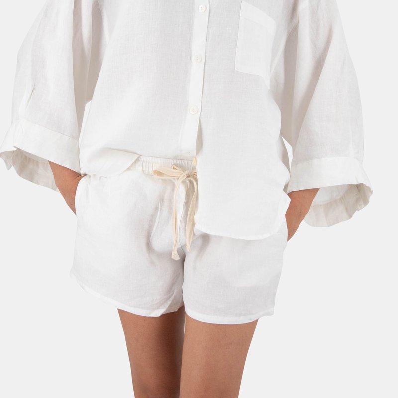 Sunday Morning Carrie Linen Sleepwear Set In White