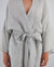 Leia Mid-Length French Linen Robe - Pinstripe