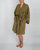 Leia Mid-Length French Linen Robe - Moss