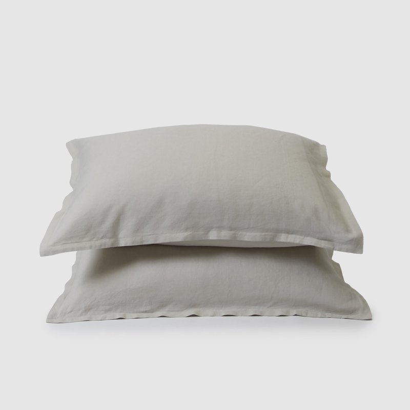 Sunday Morning Marcel Linen Pillowcases (pair) In Grey
