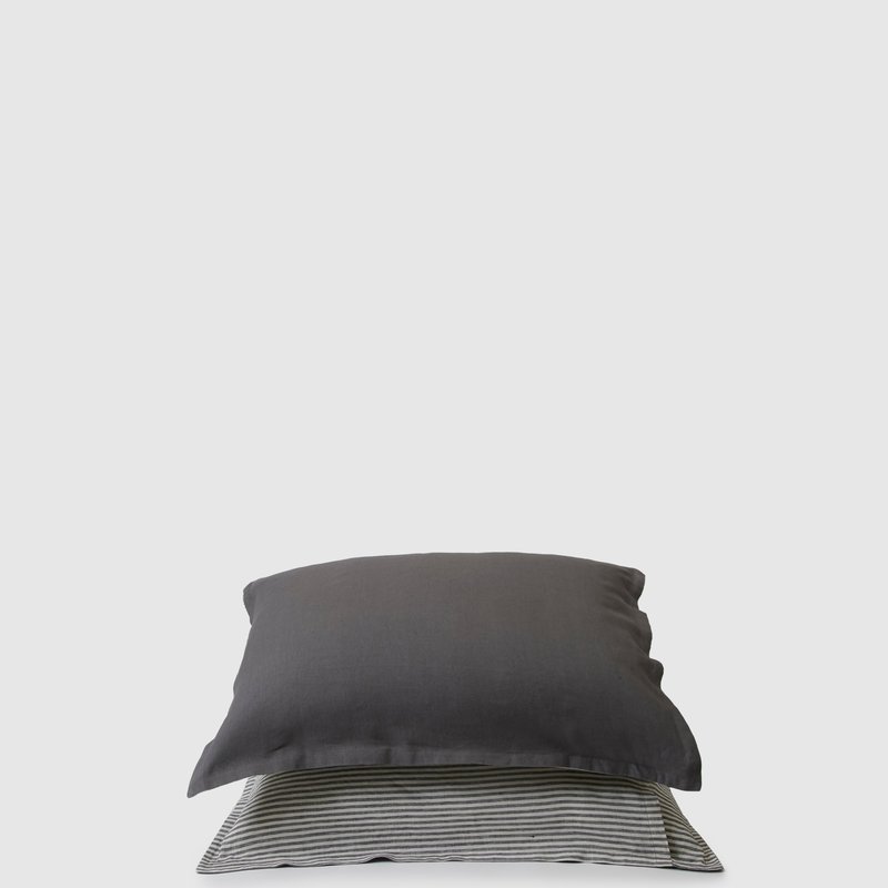 Sunday Morning Marcel Linen Pillowcases (pair) In Grey