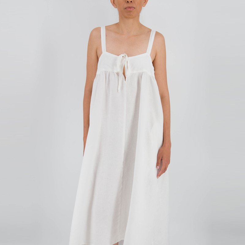 Sunday Morning Raya Linen Midi Strap Dress In White