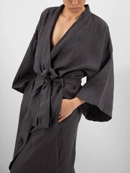 Sai Full-Length Linen Robe - Charcoal