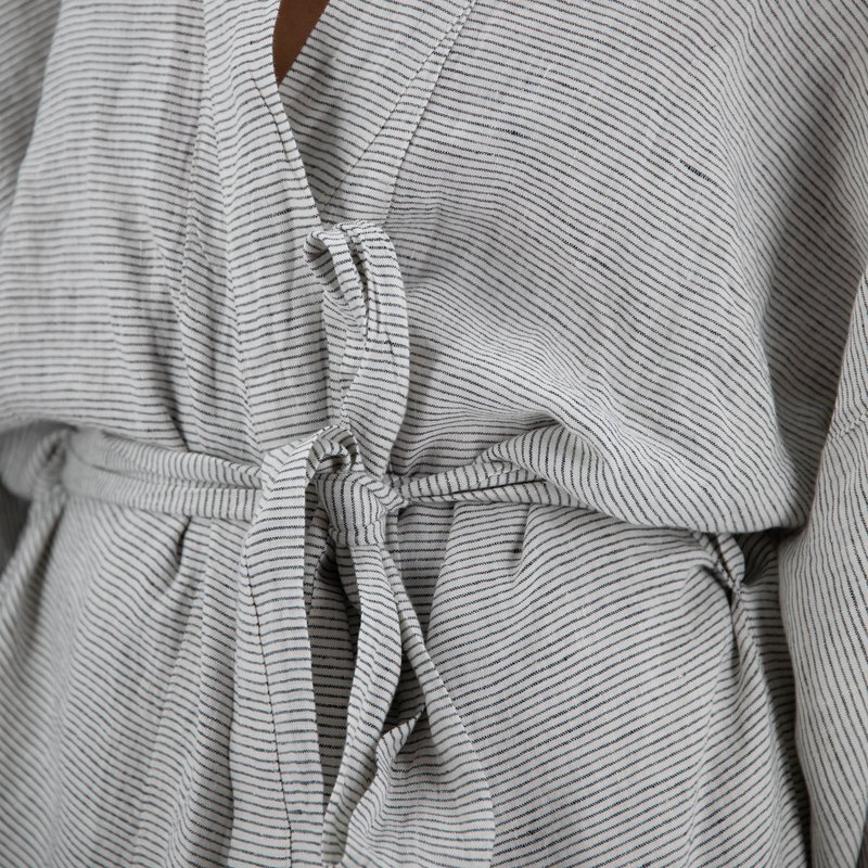 Sunday Morning Sai Full-length Linen Robe In Grey
