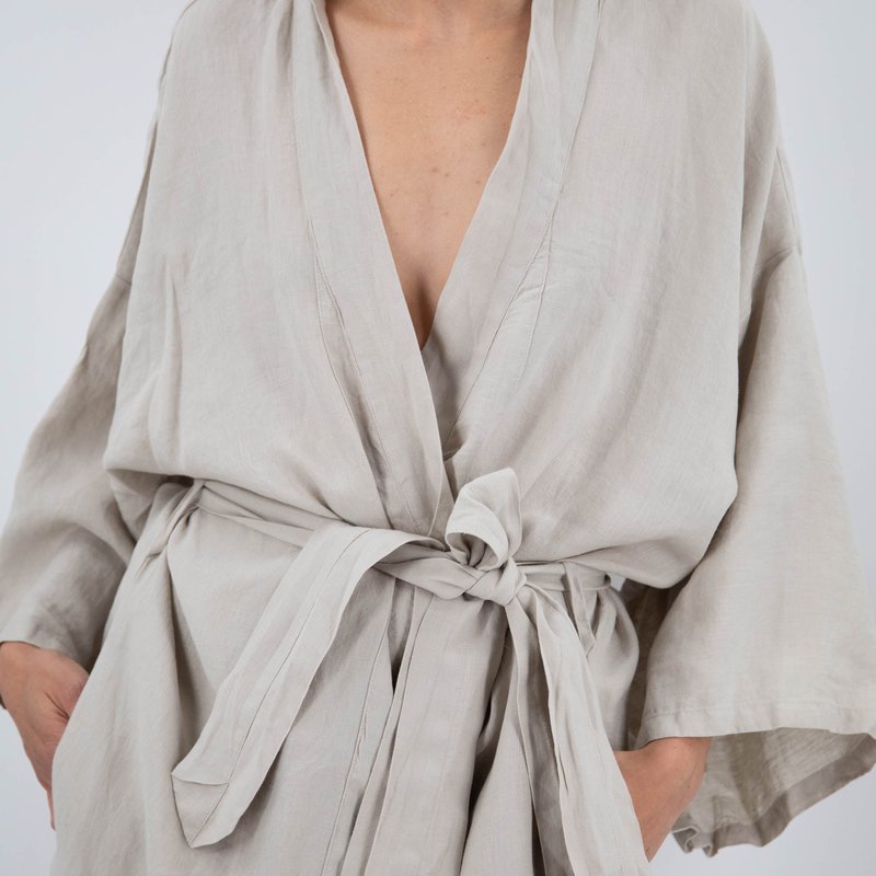 Sunday Morning Sai Full-length Linen Robe In White