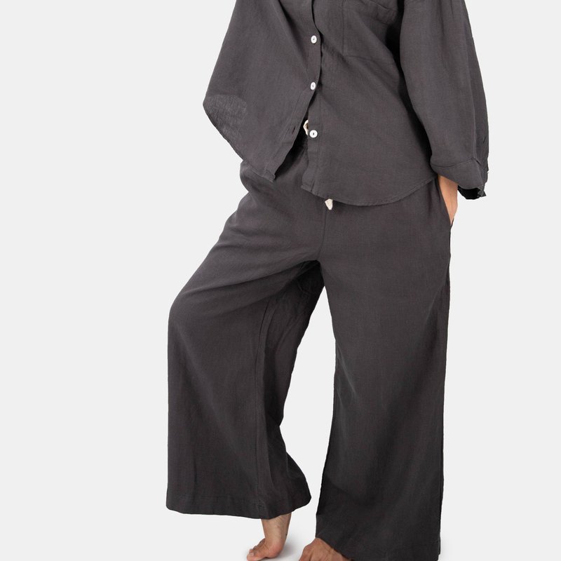 Sunday Morning Vivian Linen Loungewear Set In Grey