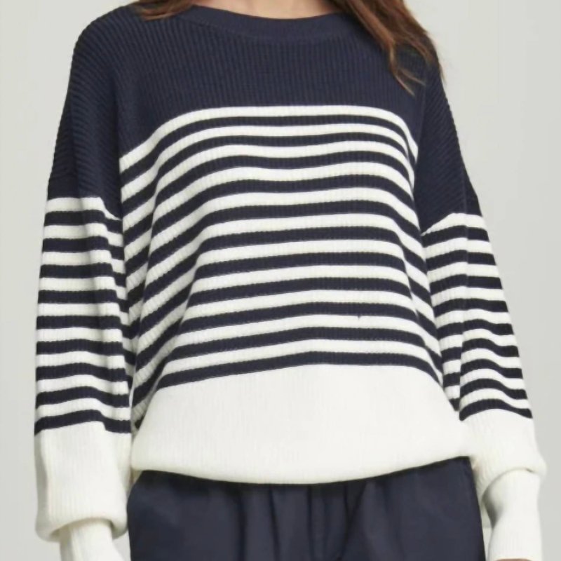 Shop Sundays Alder Sweater Navy Stripe In Blue