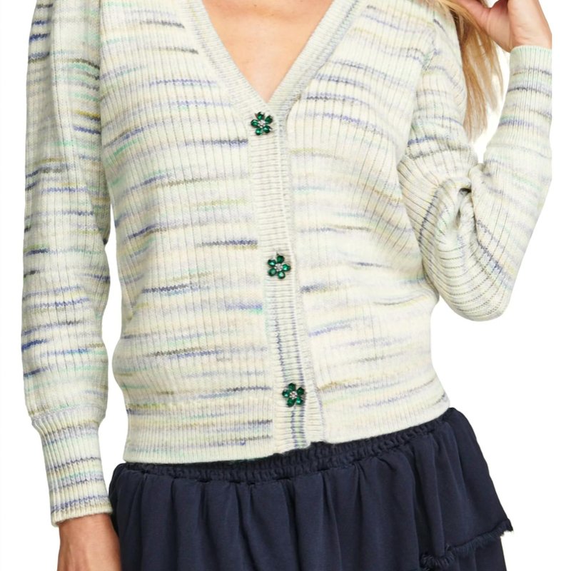 Shop Sundays Springer Cardigan In Green/blue/space In White