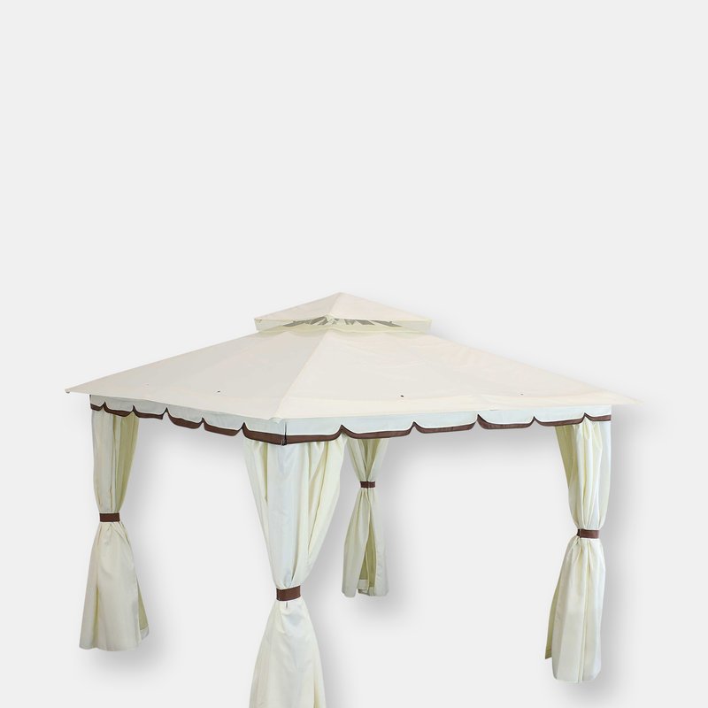 Sunnydaze Decor 10 Ft X 10 Ft Soft Top Polyester Gazebo With Privacy Wall - Cream In White