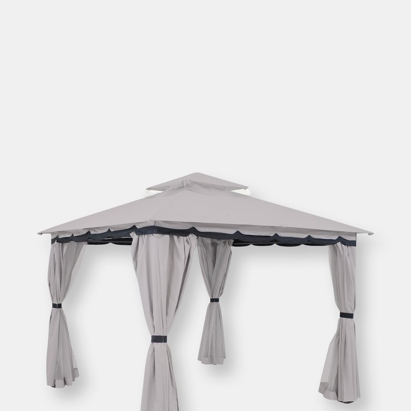 Sunnydaze Decor 10' X 10' Outdoor Patio Gazebo Canopy Tent With Screens Privacy Walls Brown In Grey