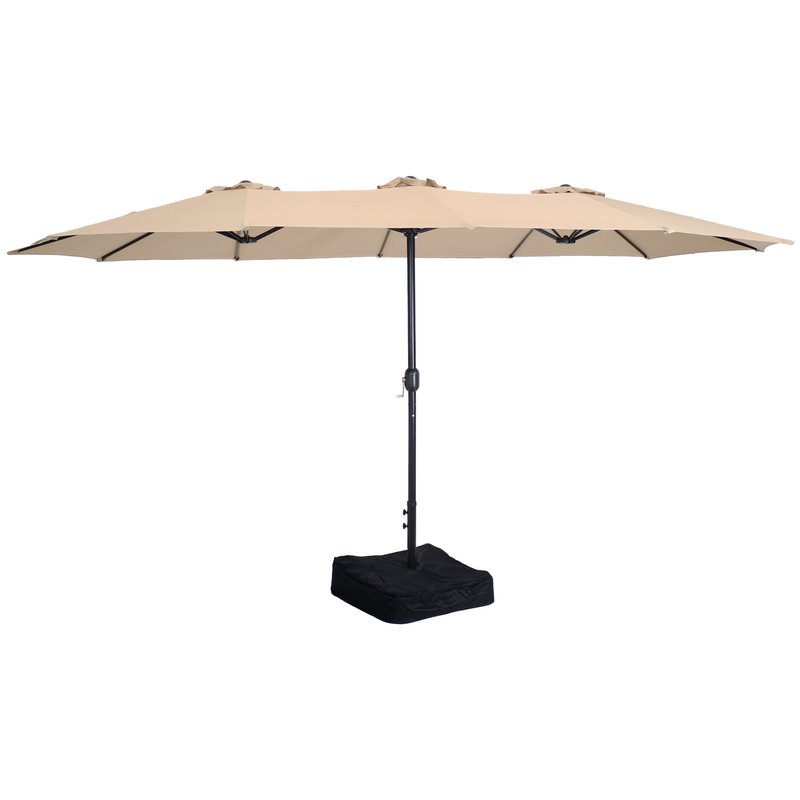 Sunnydaze Decor 15ft Double-sided Outdoor Patio Umbrella With Crank Sandbag Base Market In Brown