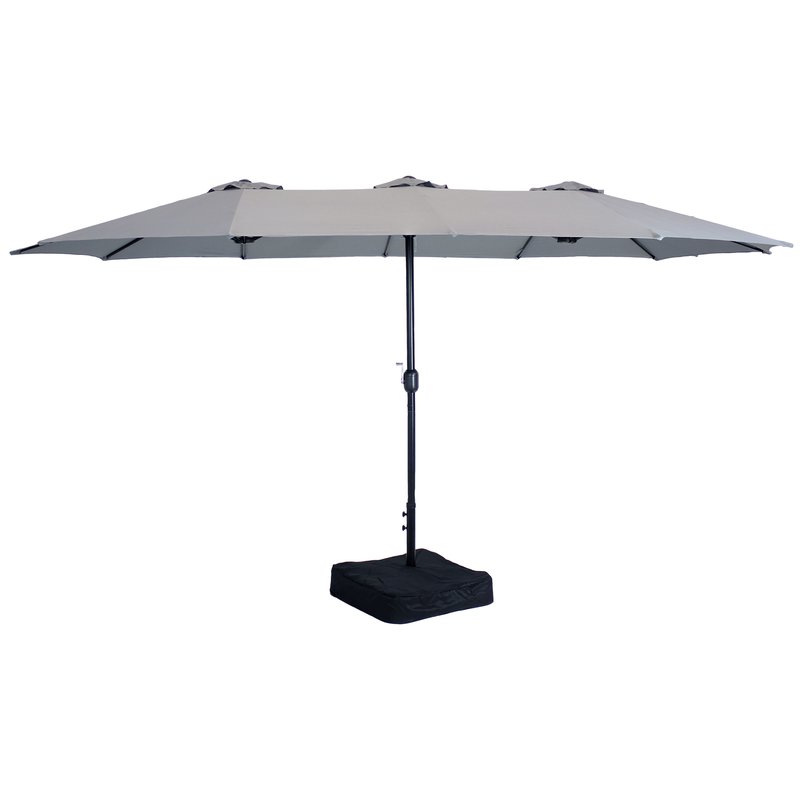 Sunnydaze Decor 15ft Double-sided Outdoor Patio Umbrella With Crank Sandbag Base Market In Grey