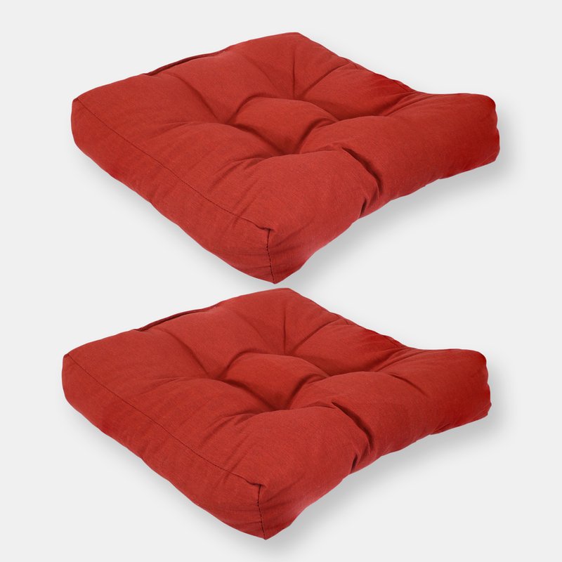 Sunnydaze Decor 2 Pack Indoor Outdoor Tufted Seat Cushions Patio Backyard In Red
