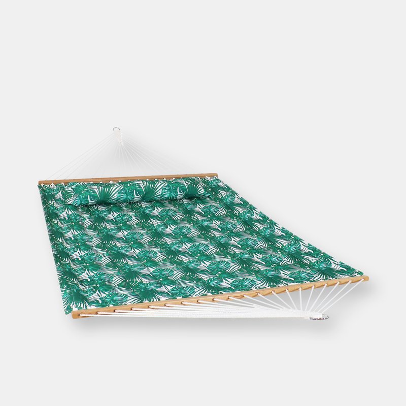 Sunnydaze Decor 2-person Fabric Spreader Bar Hammock And Pillow In Green