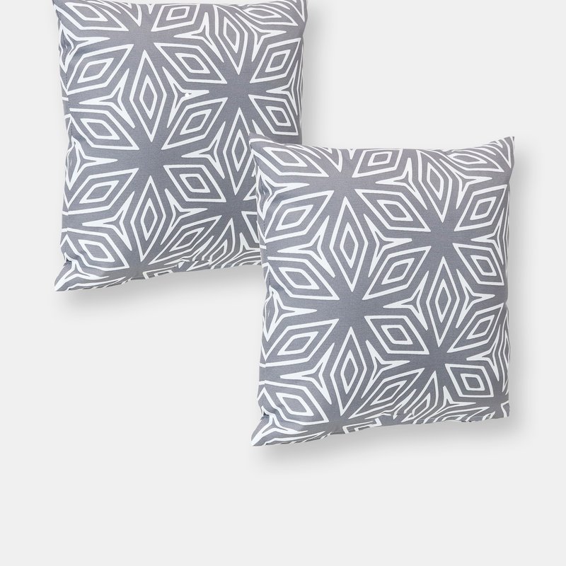 Sunnydaze Decor 2 Square Outdoor Throw Pillow Covers In Grey
