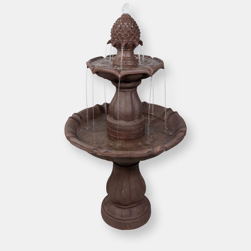 Sunnydaze Decor 2-tier Curved Plinth Outdoor Water Fountain In Brown