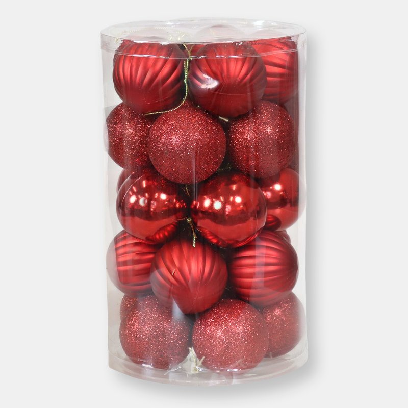 Sunnydaze Decor 25-piece Shatterproof Christmas Ornaments In Red