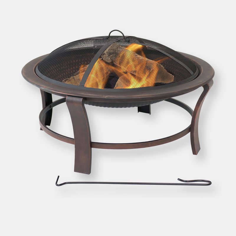 Sunnydaze Decor 29-inch Elevated Round Fire Pit Bowl With Stand Set In Brown
