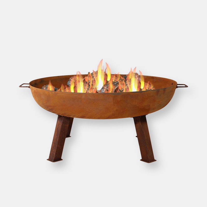 Sunnydaze Decor 34" Fire Pit Cast Iron With Steel Finish Wood-burning Fire Bowl In Brown