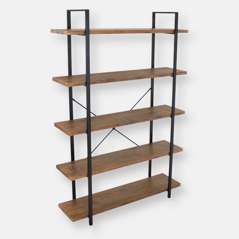 Sunnydaze Decor 5-shelf Bookshelf Open Bookcase Stand Storage Industrial Rustic Display Teak In Brown